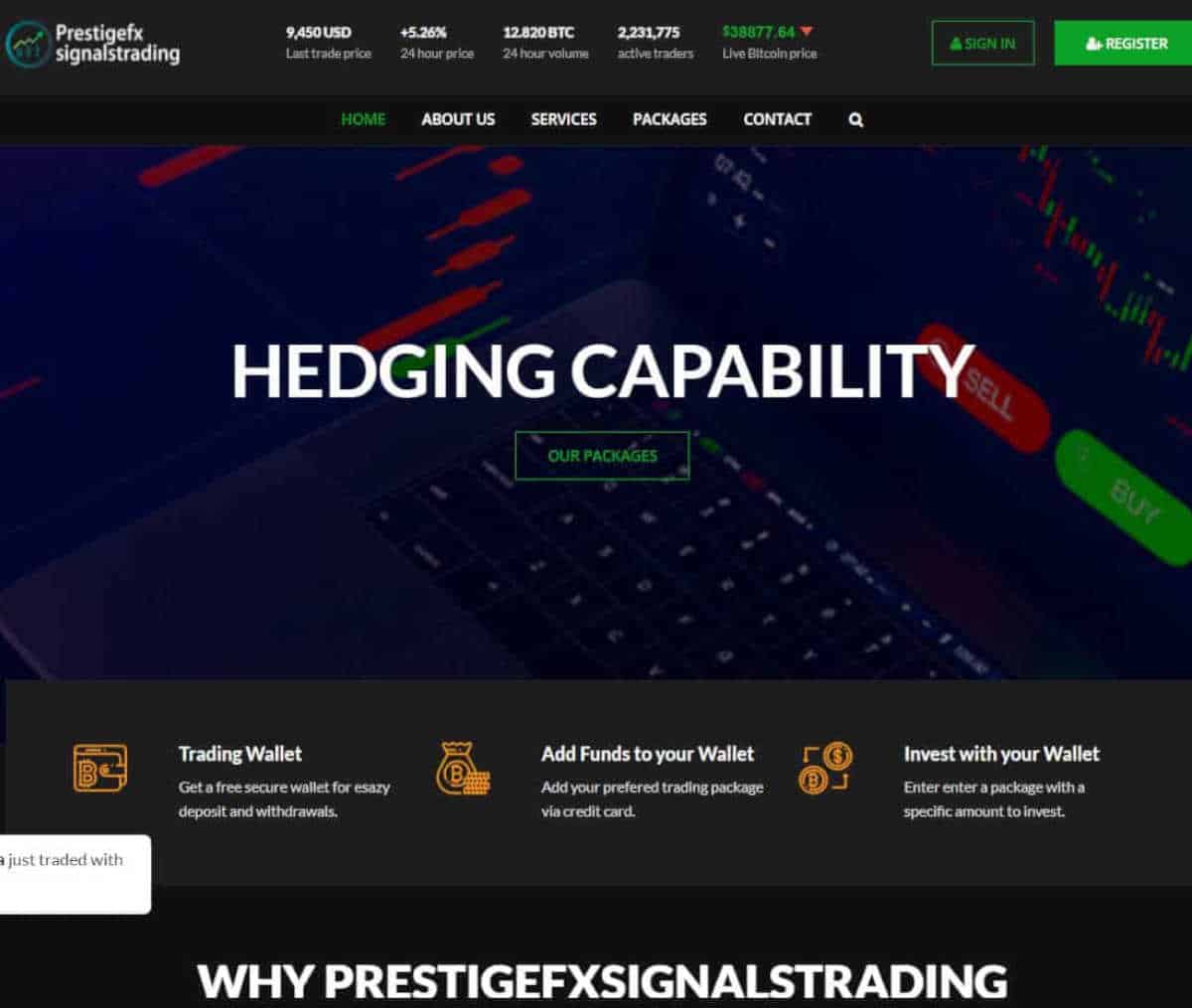 Página web de PrestigeFXsignalstrading