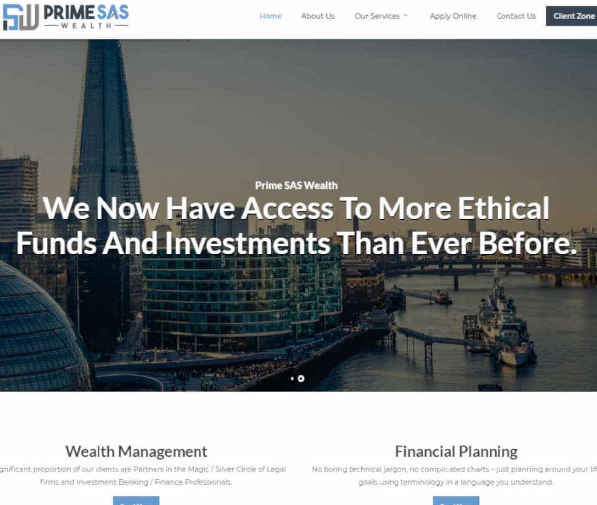 Página web de Prime SAS Wealth