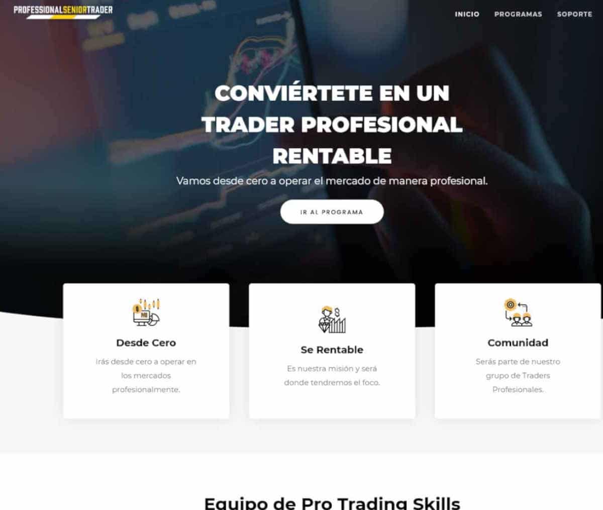 Página web de Pro Trading Skills