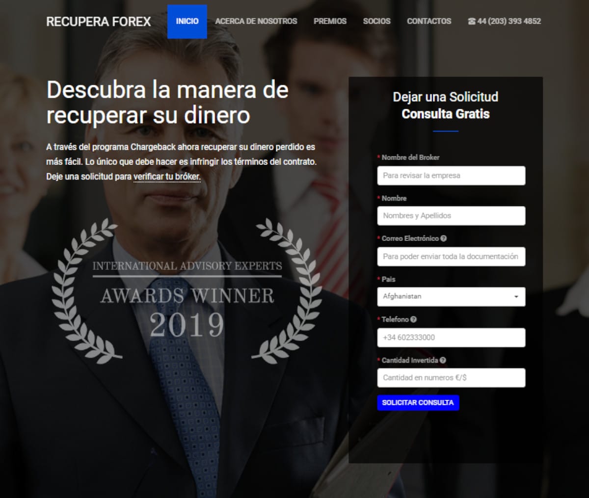 Página web de Recupera Forex