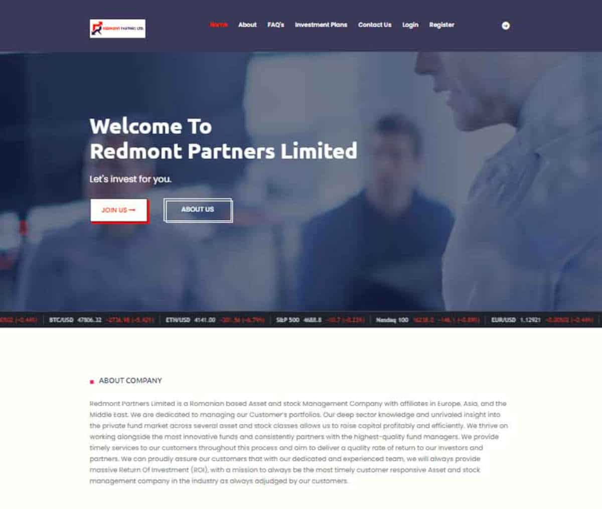 Página web de Redmont Partners Limited