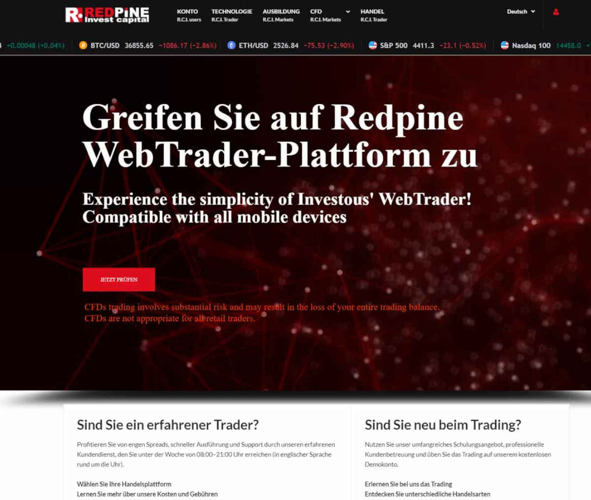 Página web de Redpine Capital Invest