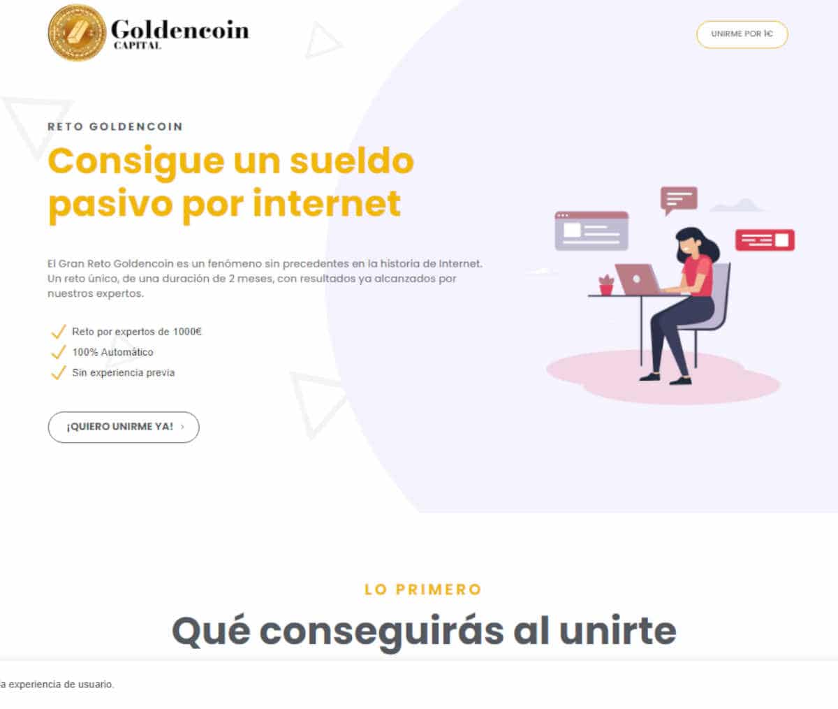 Página web de Reto Goldencoin