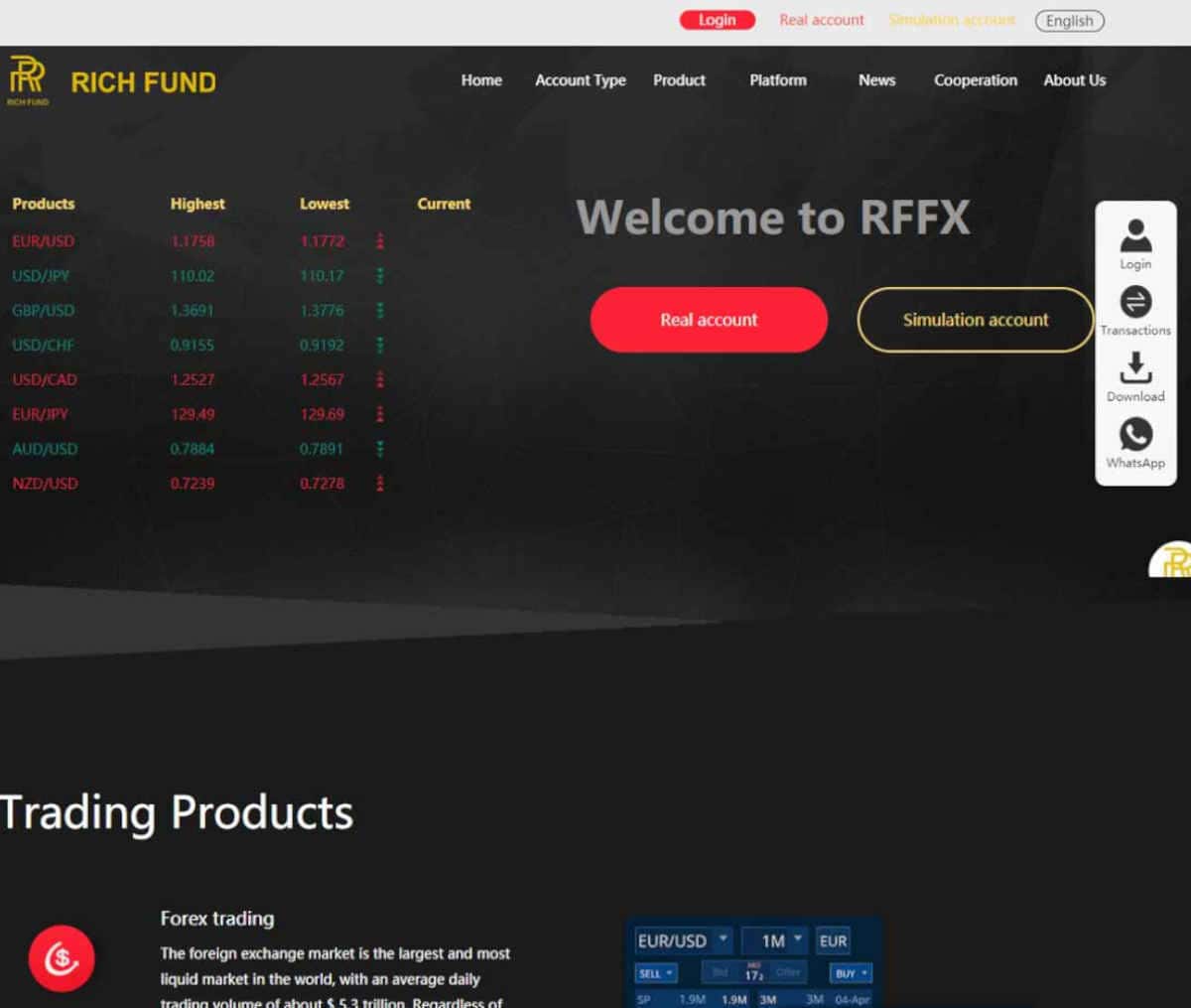 Página web de RFFX