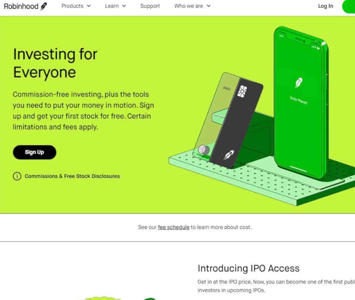 Página web de Robinhood