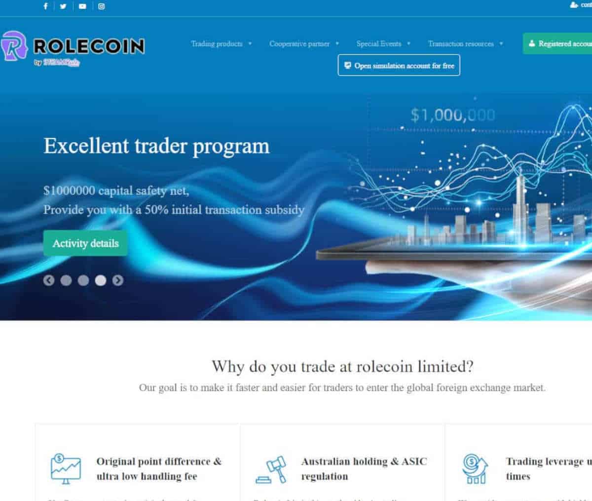 Página web de Rolecoin Limited