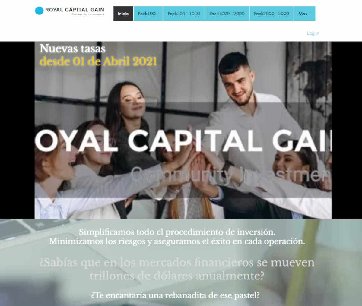 Página web de Royal Capital Gain