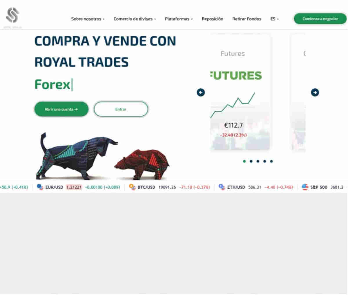 Página web de Royal Trades