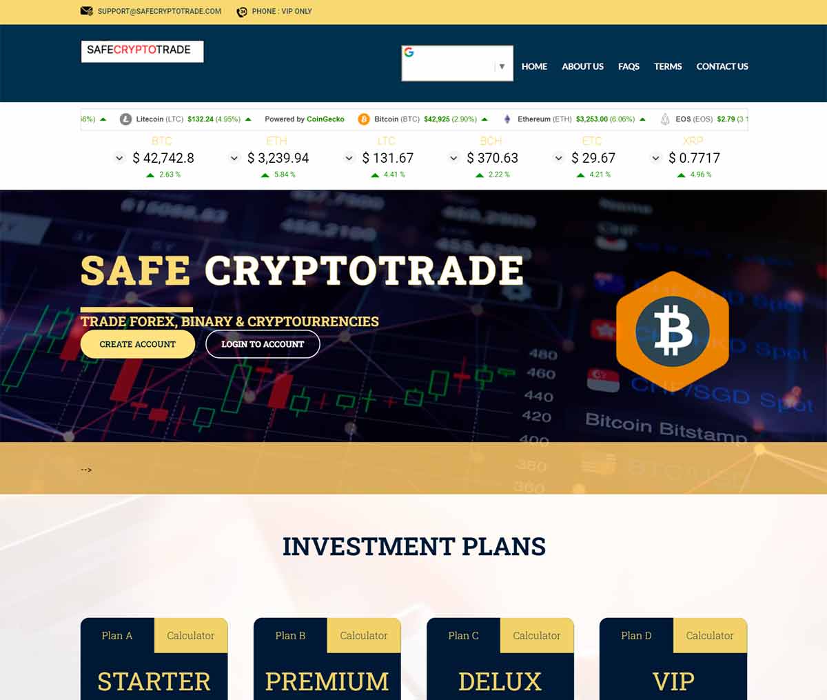 Página web de SAFECRYPTOTRADE