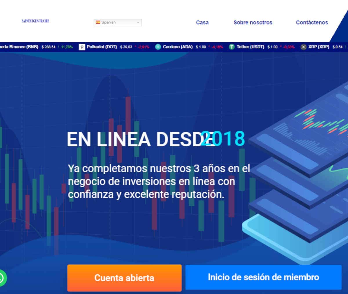 Página web de Sapnextgen-trades