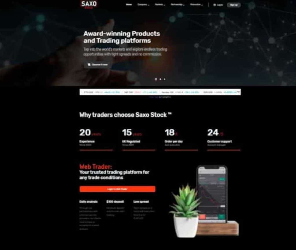 Sitio web de Saxo Stock