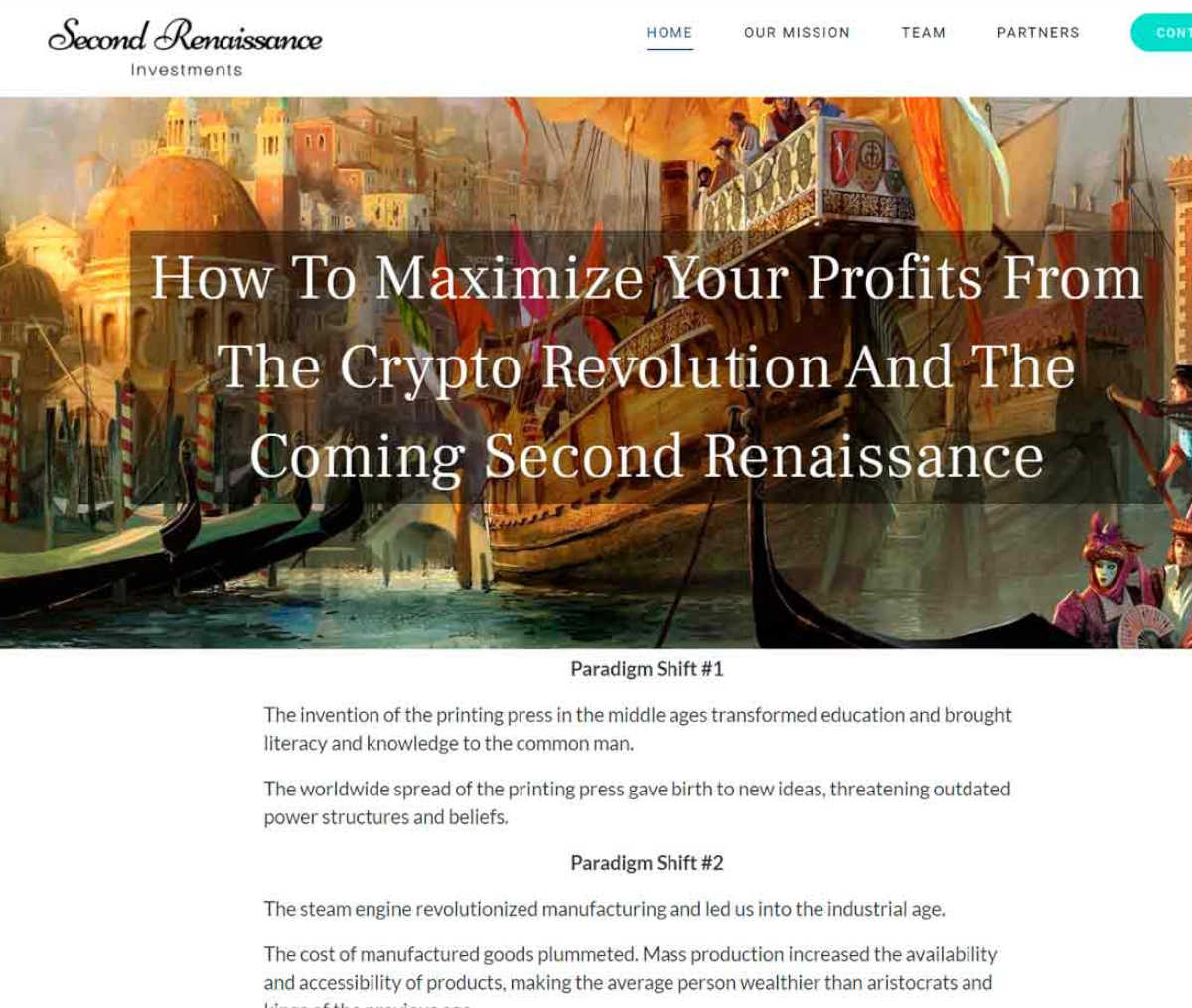 Página web de Second Renaissance
