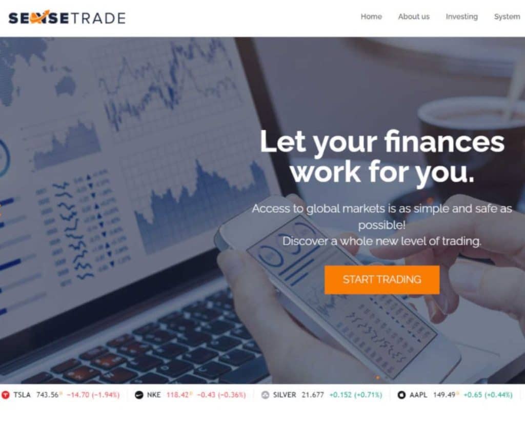 Sitio web de SenseTrade