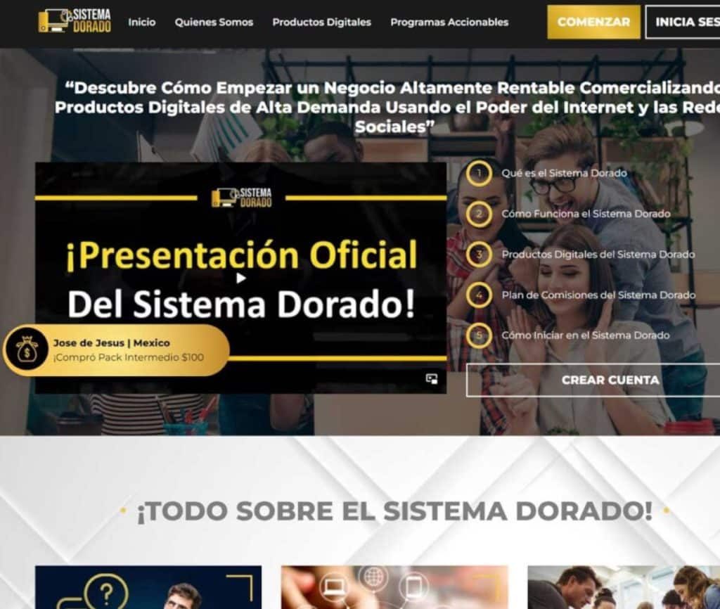 Sitio web Sistema Dorado