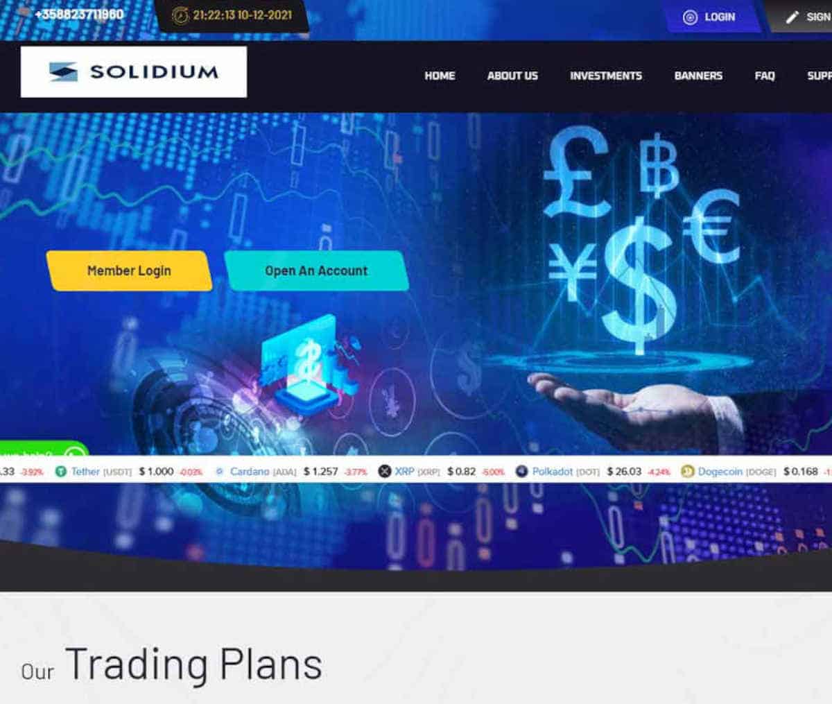 Página web de SolidiumTrade