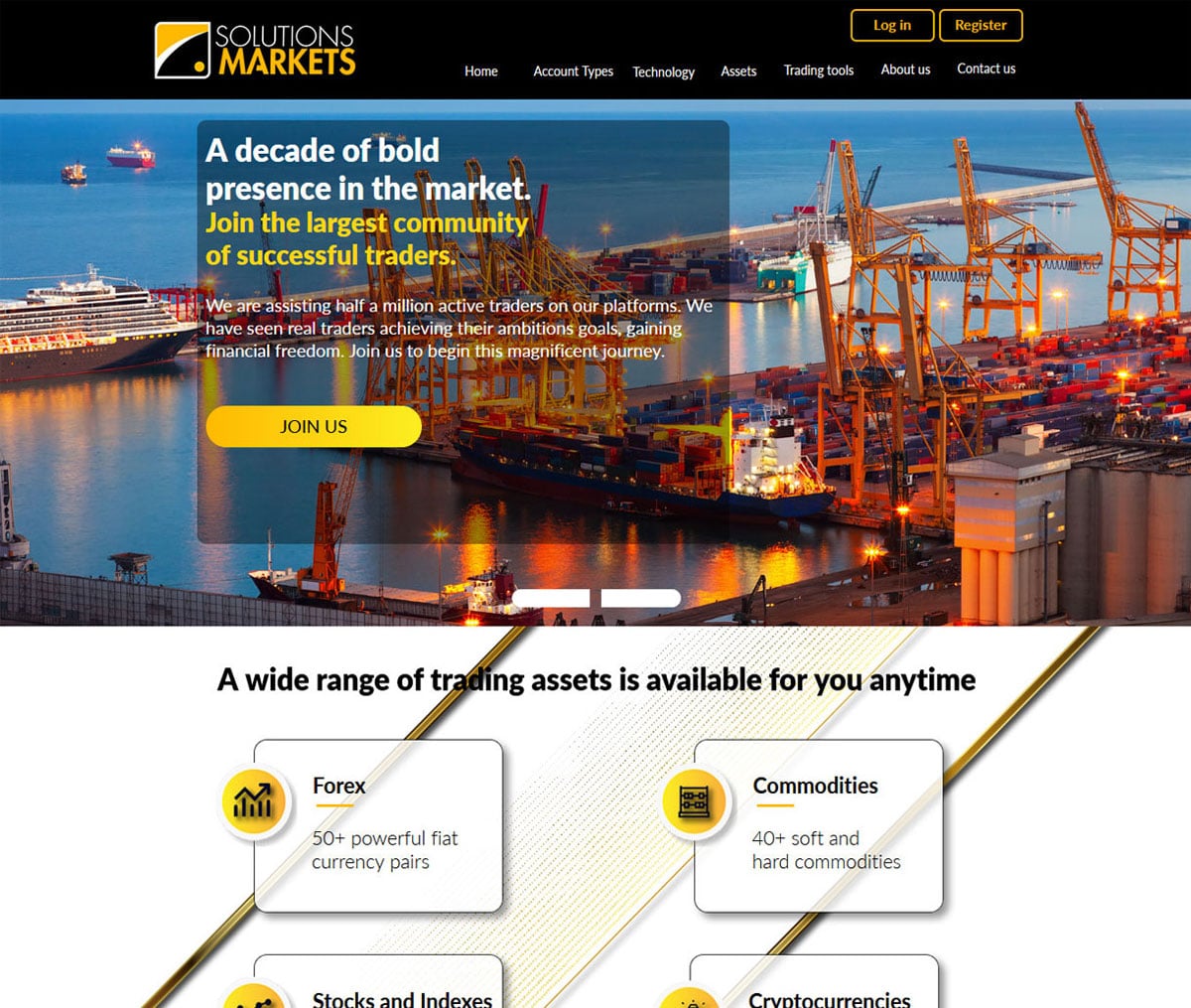 Página web de Solution Markets