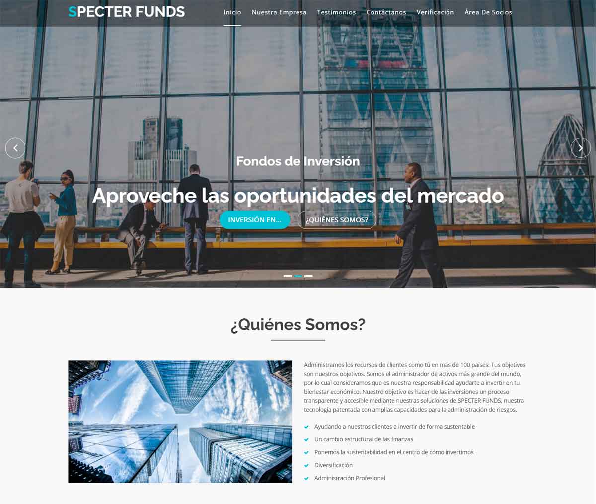 Página web de Specter Funds