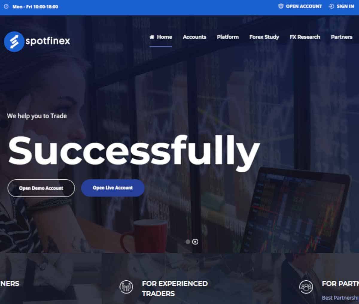 Página web de Spotfinex