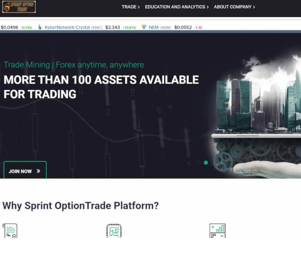 Sitio web de Sprintoptiontrade