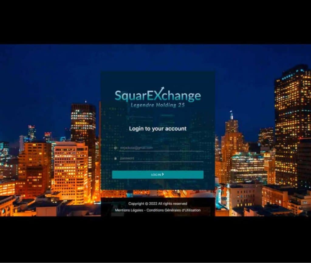 Sitio web de SquarExchange