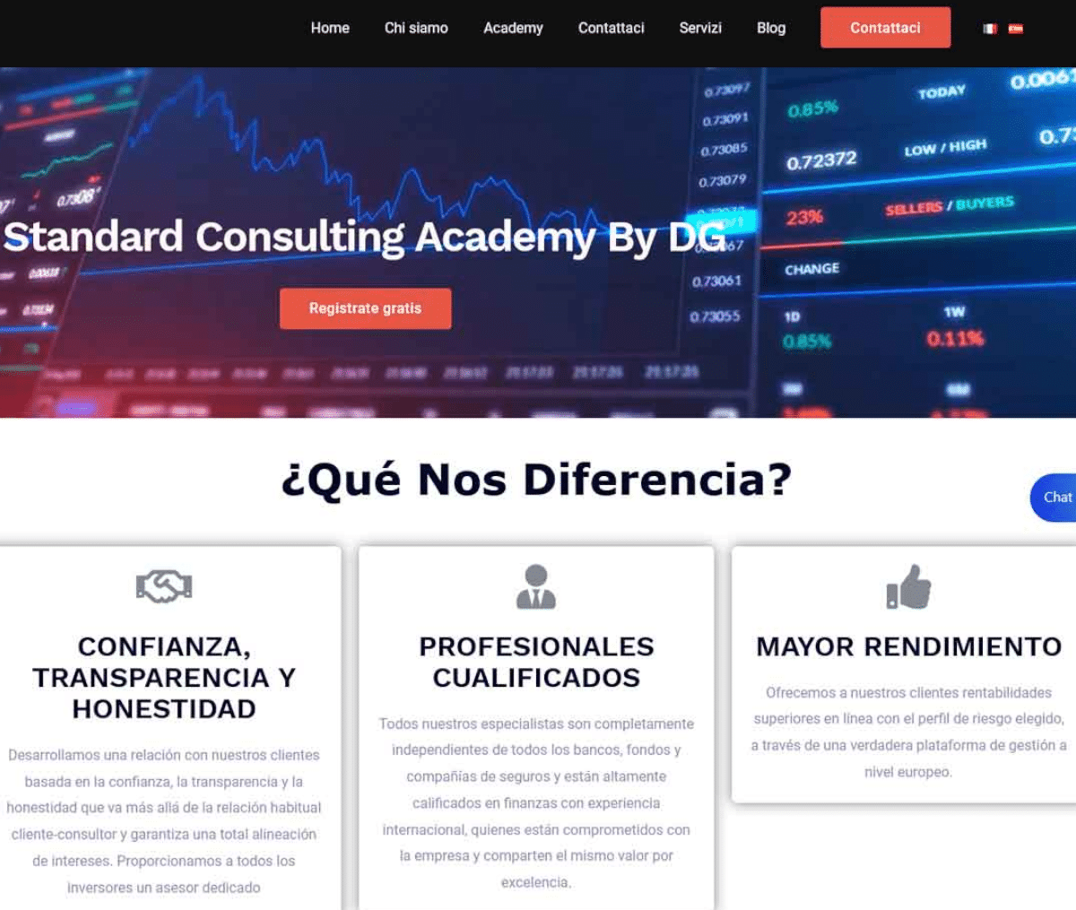 Página web de Standard Consulting Academy