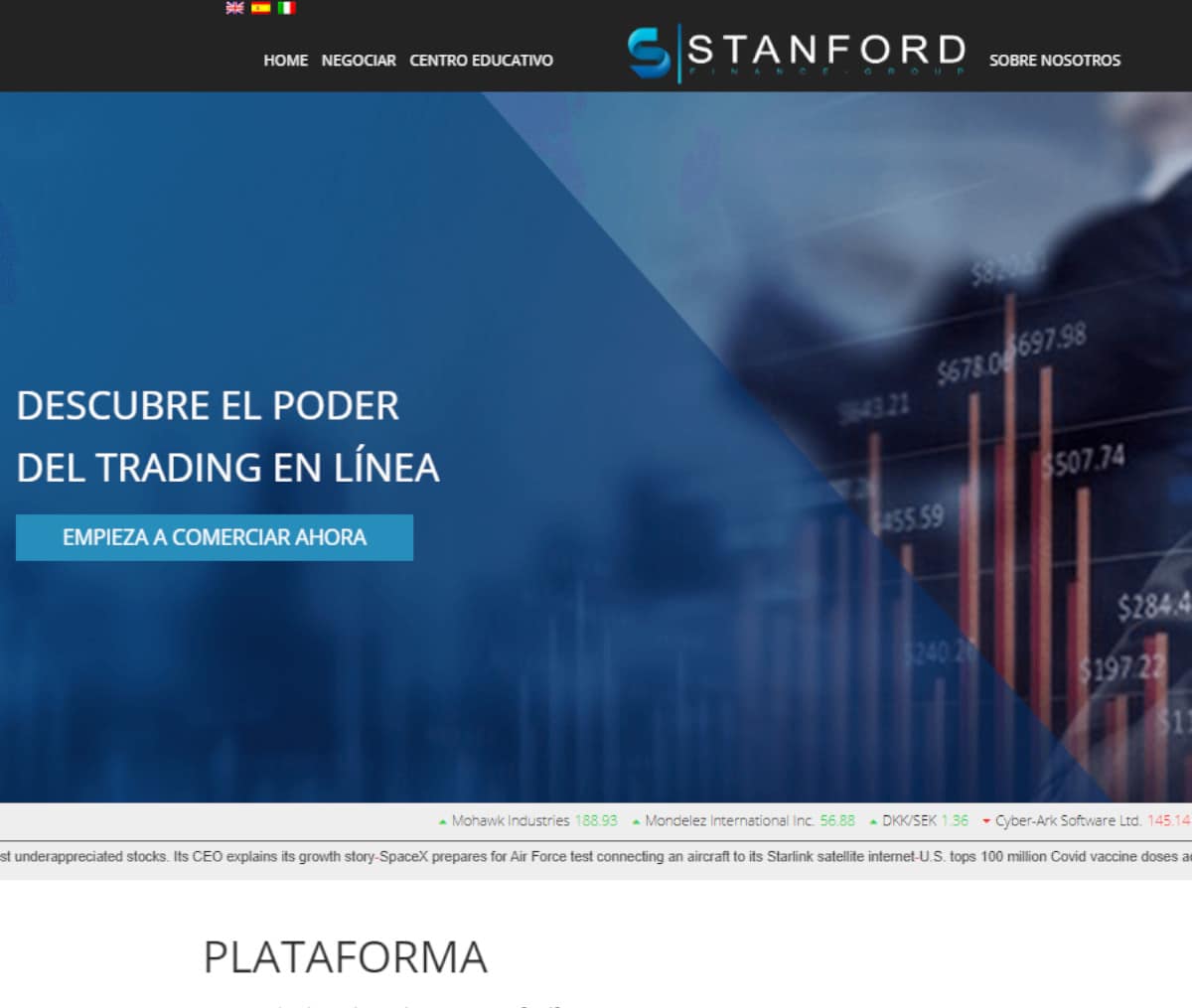 Página web de Stanford Finance Group