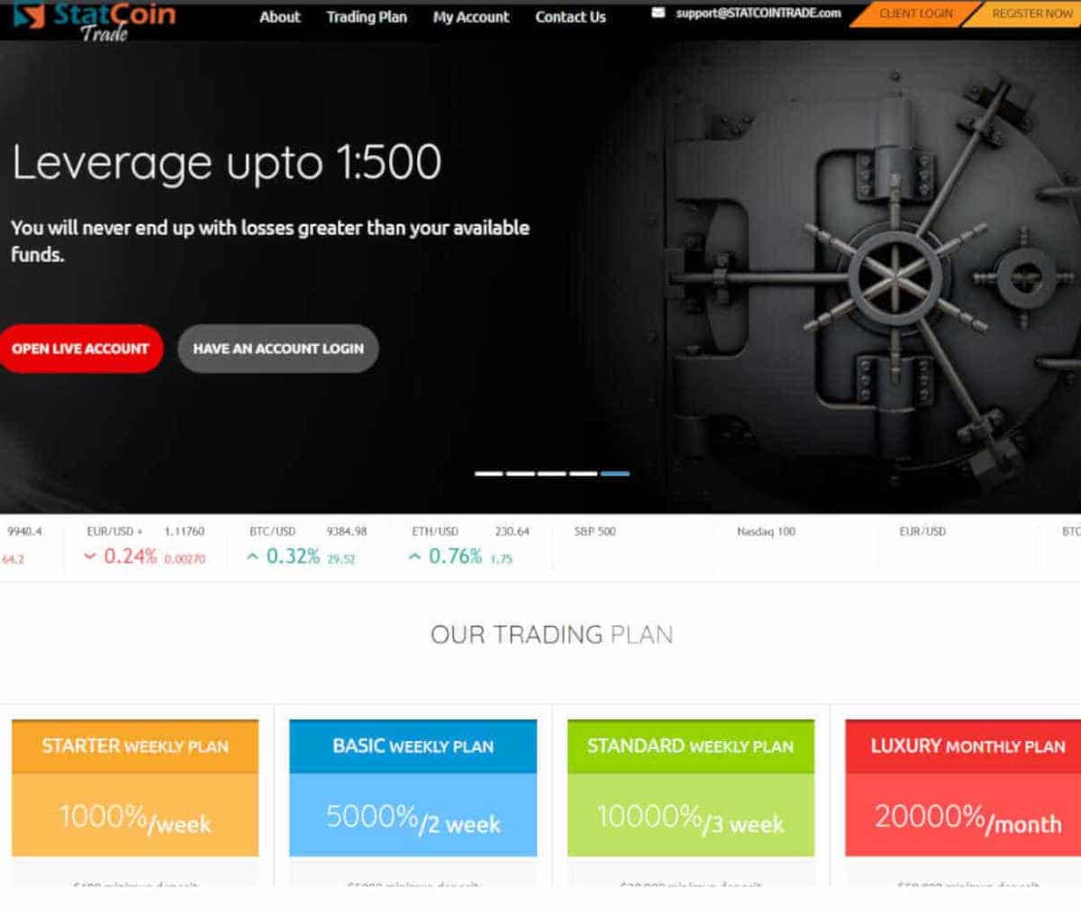 Página web de STATCOINTRADE