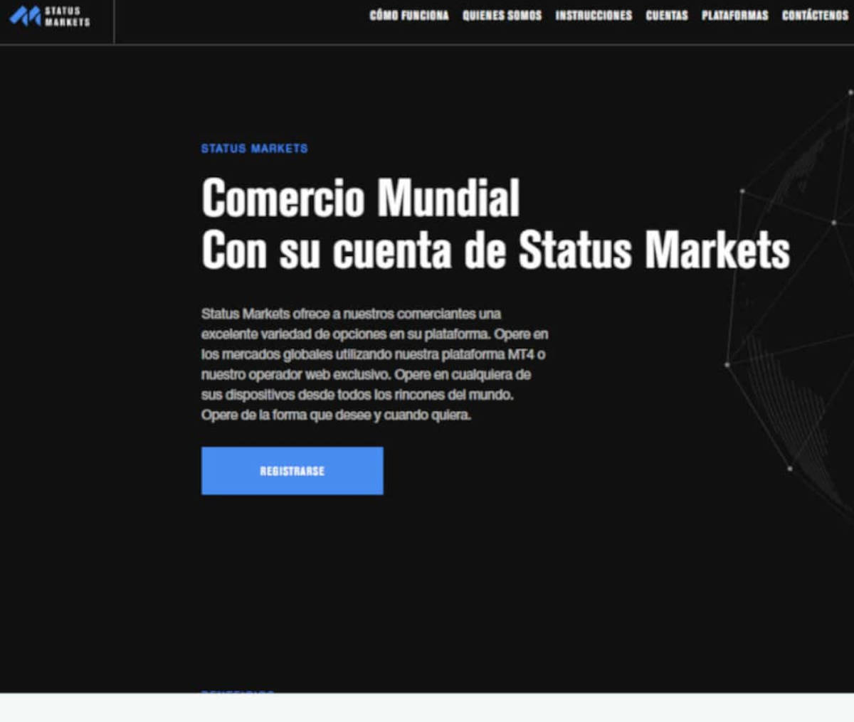 Página web de Status Markets