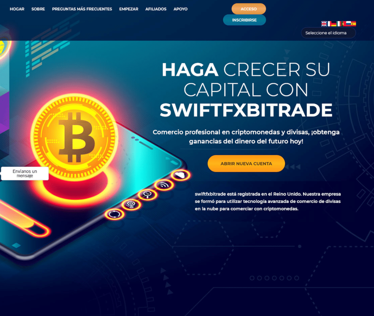 Página web de SwiftFxBitrade