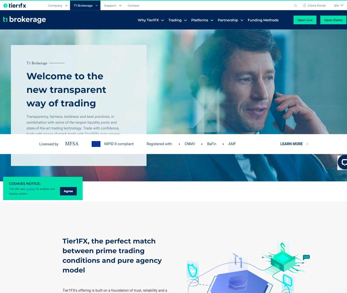 Página web de T1 Brokerage