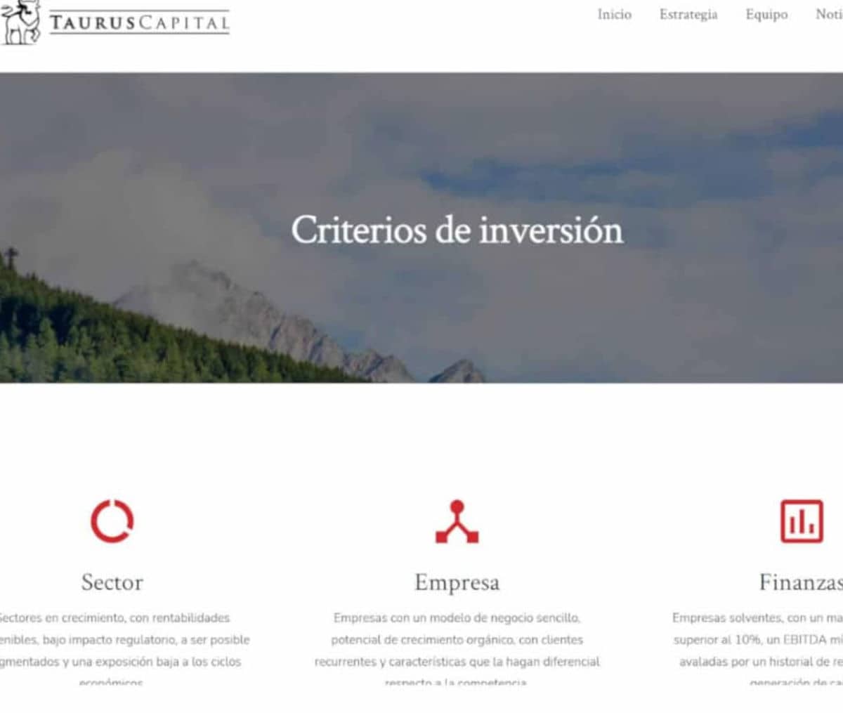 Página web de Taurus Capital