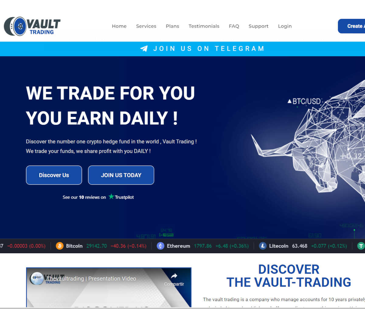 Página web de The vault trading