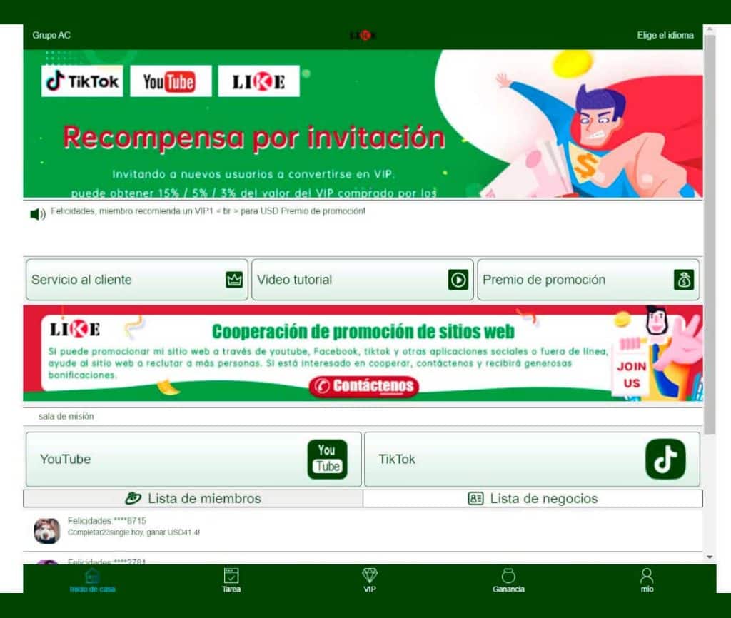 Sitio Web de Tolike