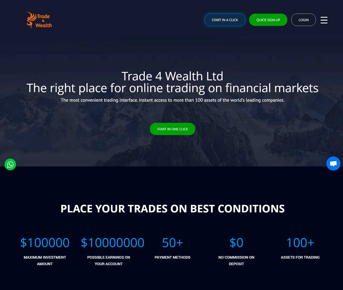 Página web de Trade 4 Wealth