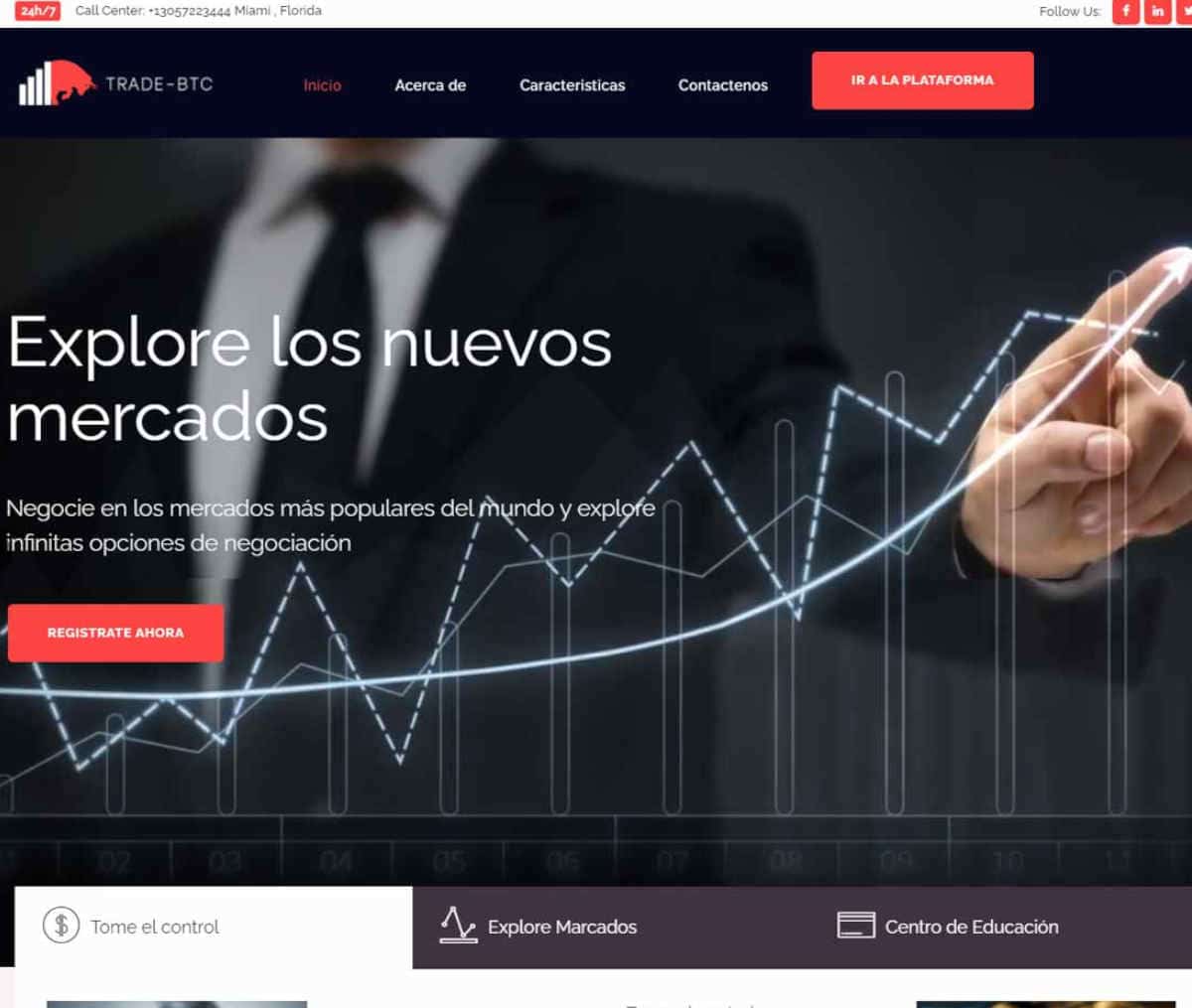 Página web de Trade BTC