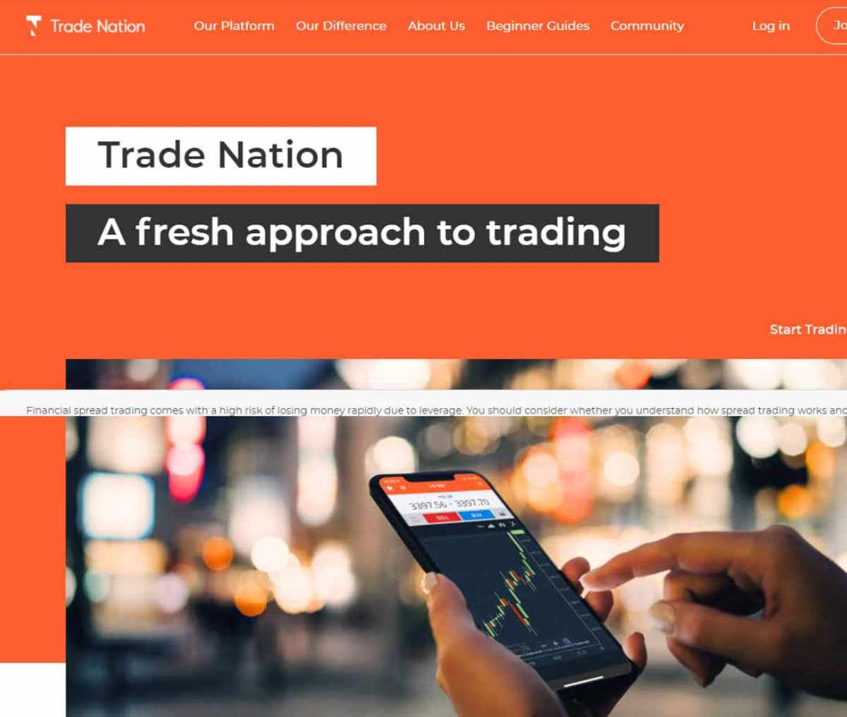 Página web de Trade Nation