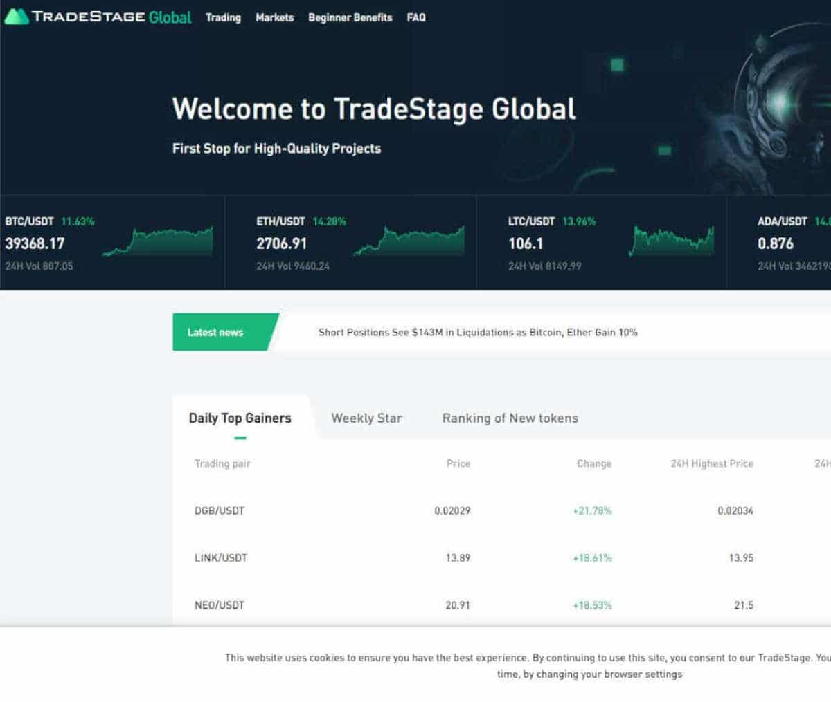 Página web de TradeStage Global
