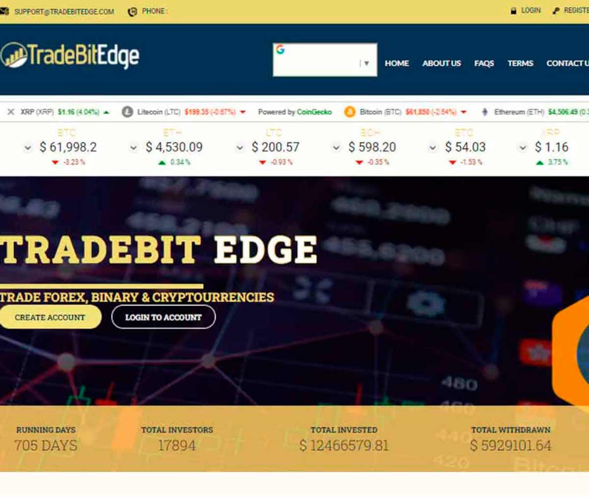 Página web de TradeBitEdge 
