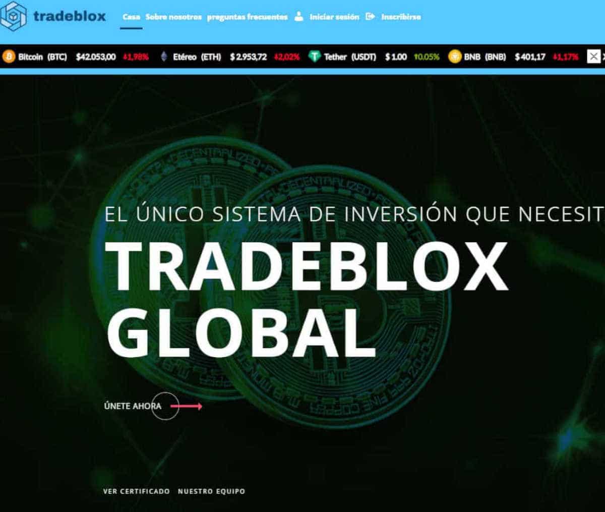 Página web de Tradeblox LTD