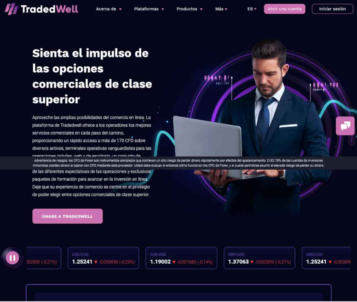 Página web de TradedWell