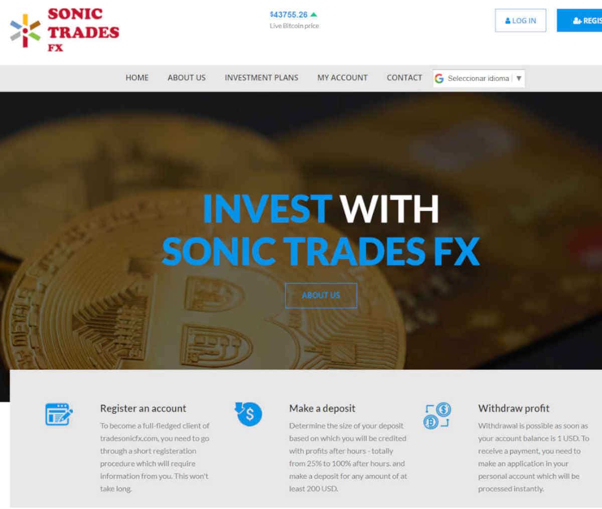 Página web de SONIC TRADES FX