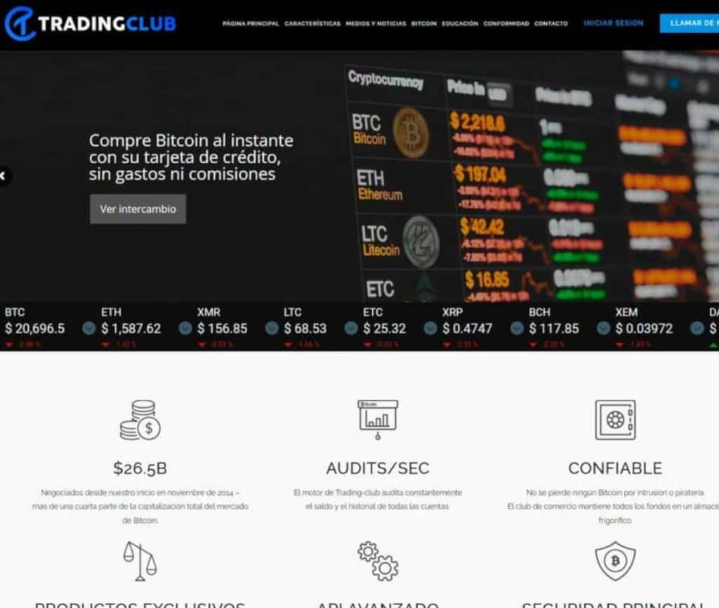 Sitio web de Trading-club