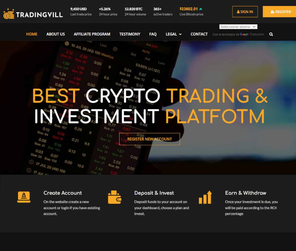 Página web de TRADINGVILL