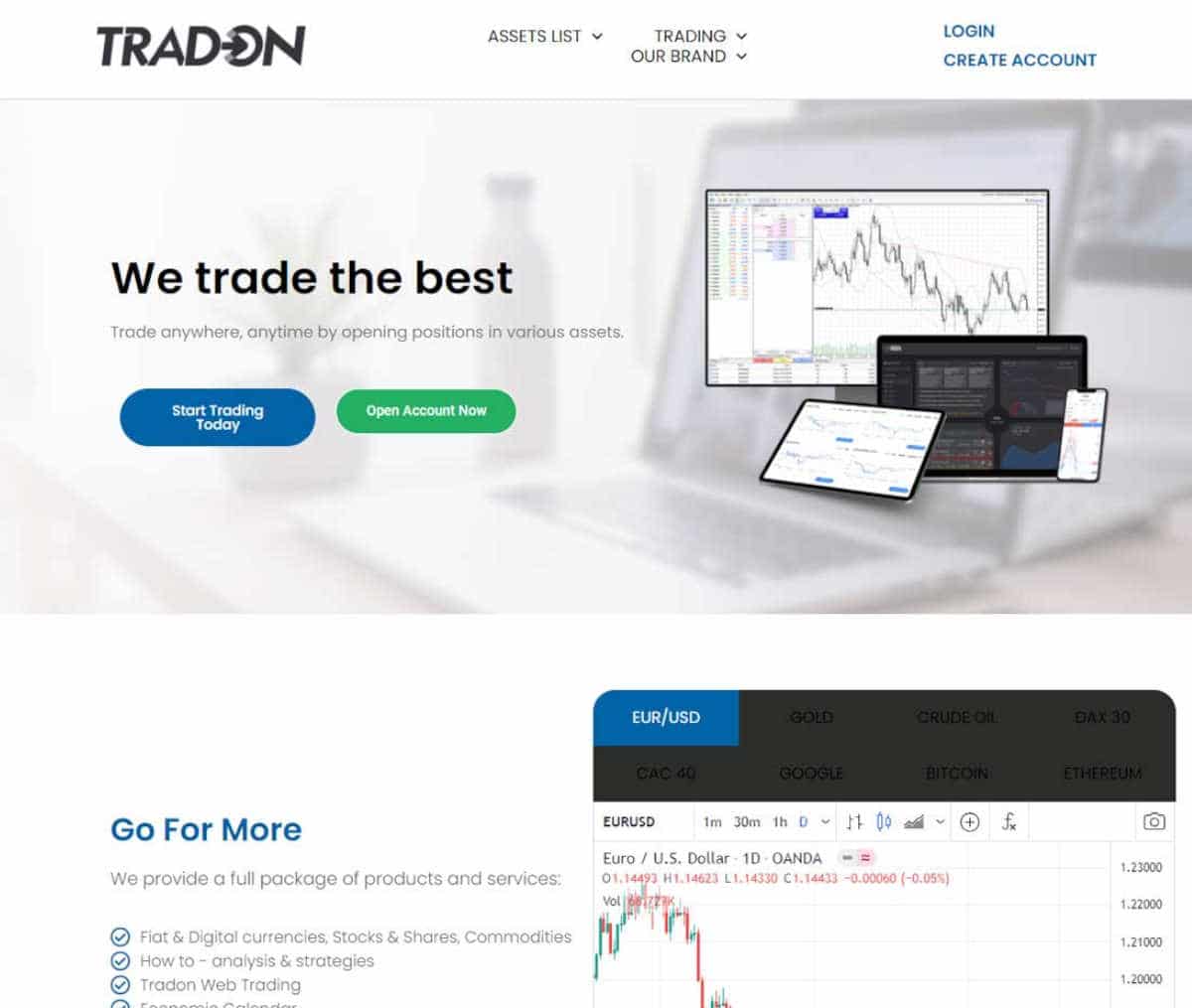 Página web de Tradon