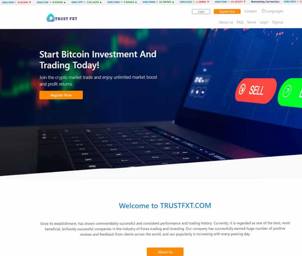 Página web de Trust FXT