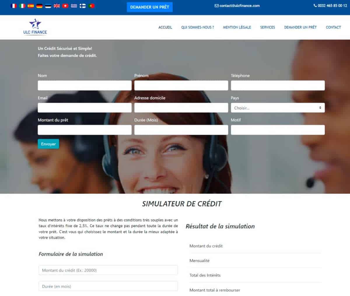 Página web de ULC Finance