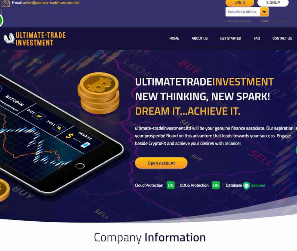 Página web de Ultimate-Trade Investment