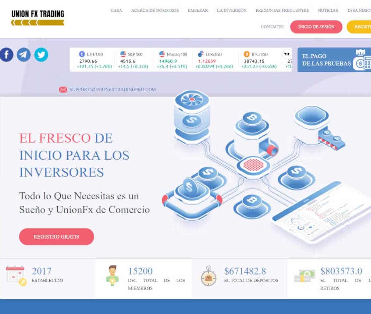 Página web de UnionFx Trading