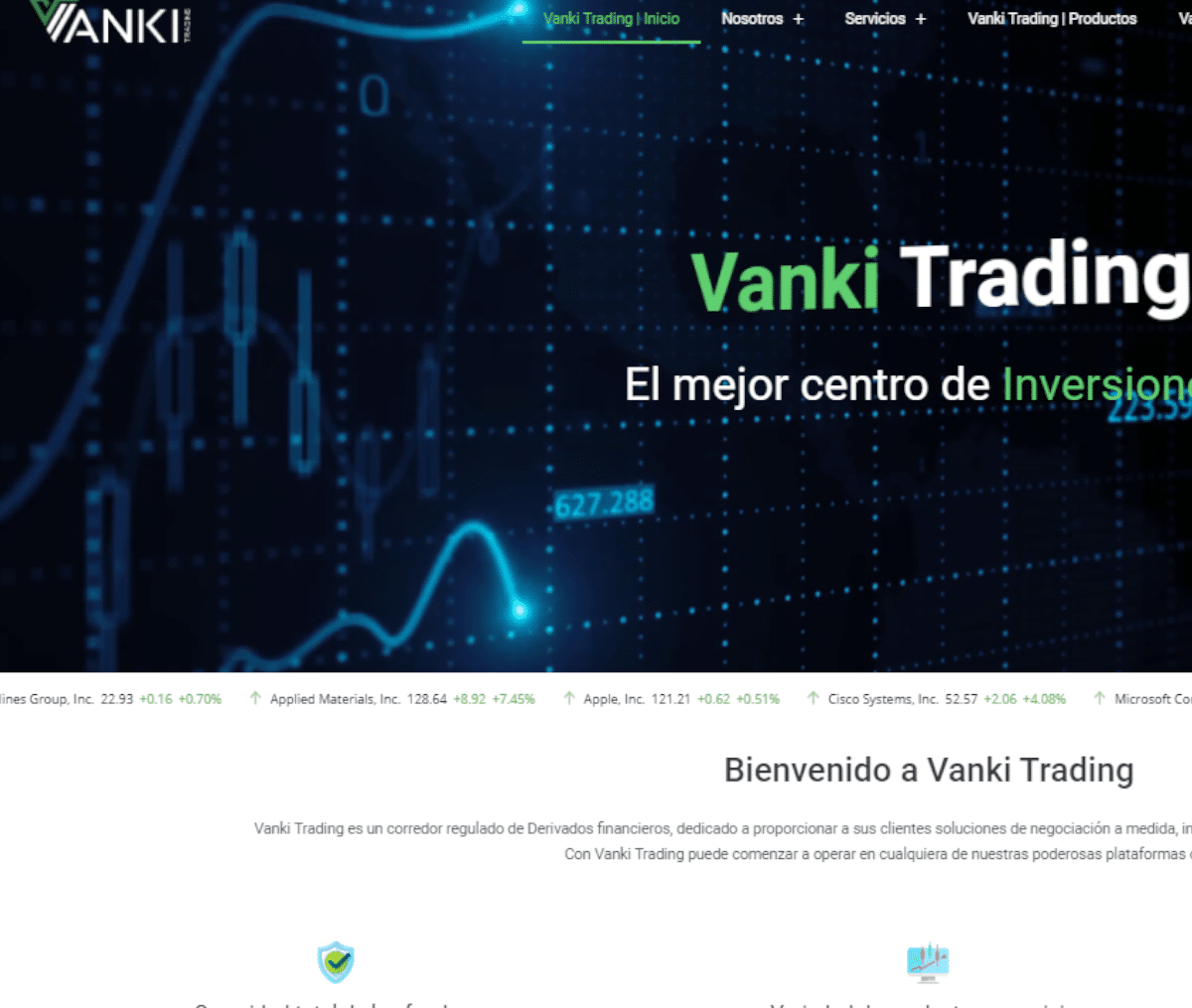 Página web de Vanki Trading