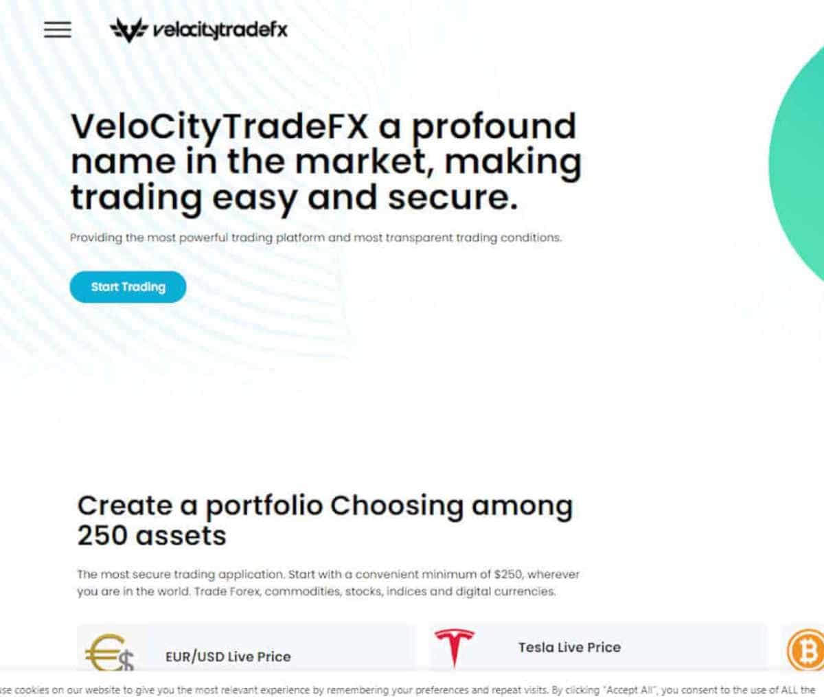 Página web de VeloCityTradeFX